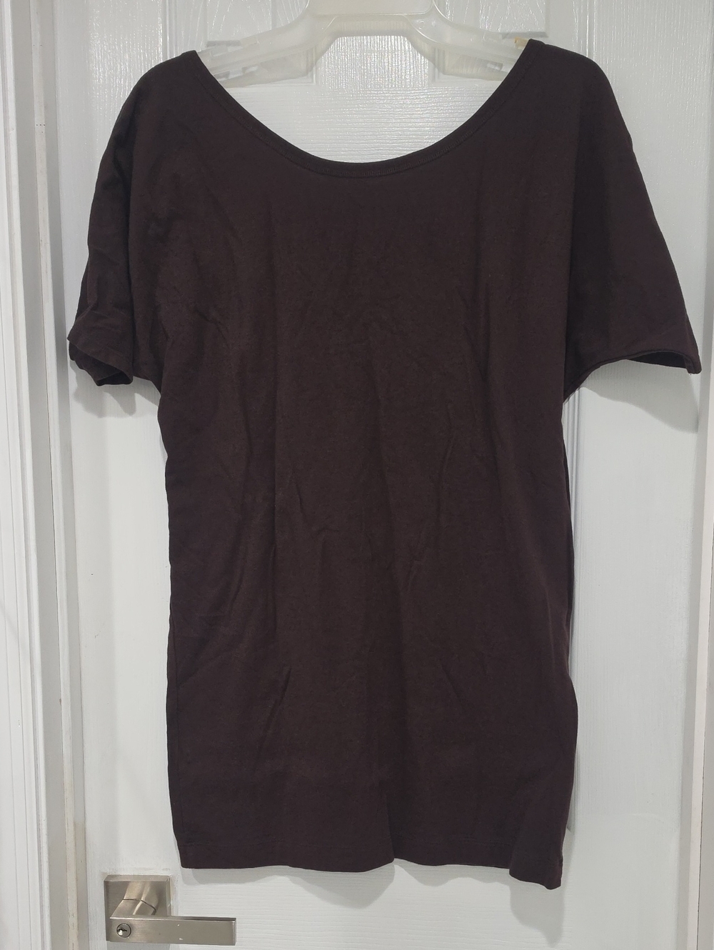 Moda International Brown Scoop Neck Short Sleeve Top